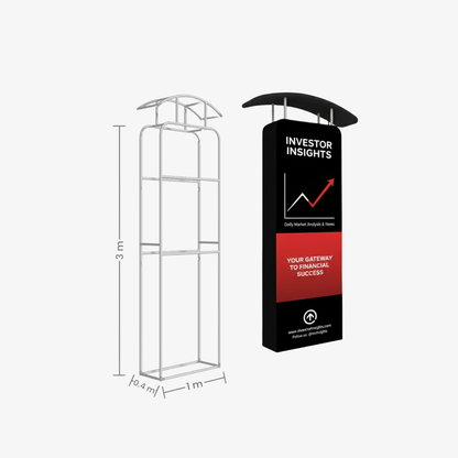 Straight tension 3D wall pillar - 1m wide x 3m high fabric display panel with depth