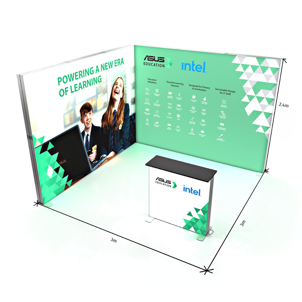 3x3 SEG Backlit Lightbox L-Shape Exhibition Stand Display Kit