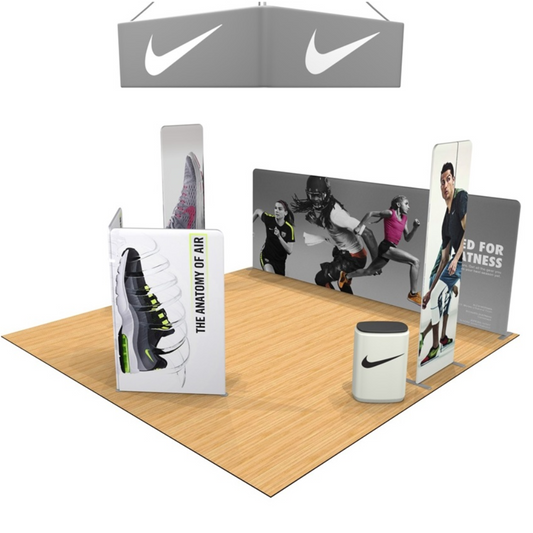 6x6m Exhibition Stand — L-Shaped Corner with Hanging Sign