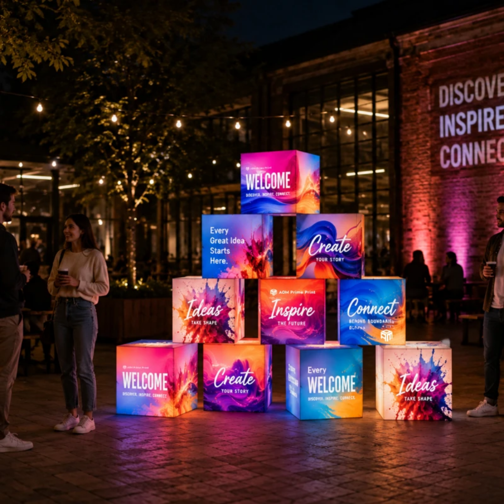 Backlit Cubes for conference