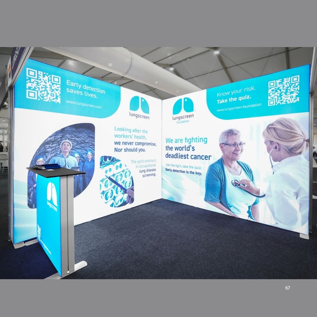 3x3 L-shape SEG backlit lightbox Trade Show display kit for a corner booth
