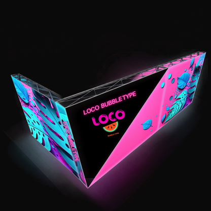 6x3 L-shape SEG backlit pop up stand layout for a corner booth