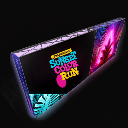 6x3 straight SEG backlit pop up exhibition stand, alternative view of the lit back wall and counters
