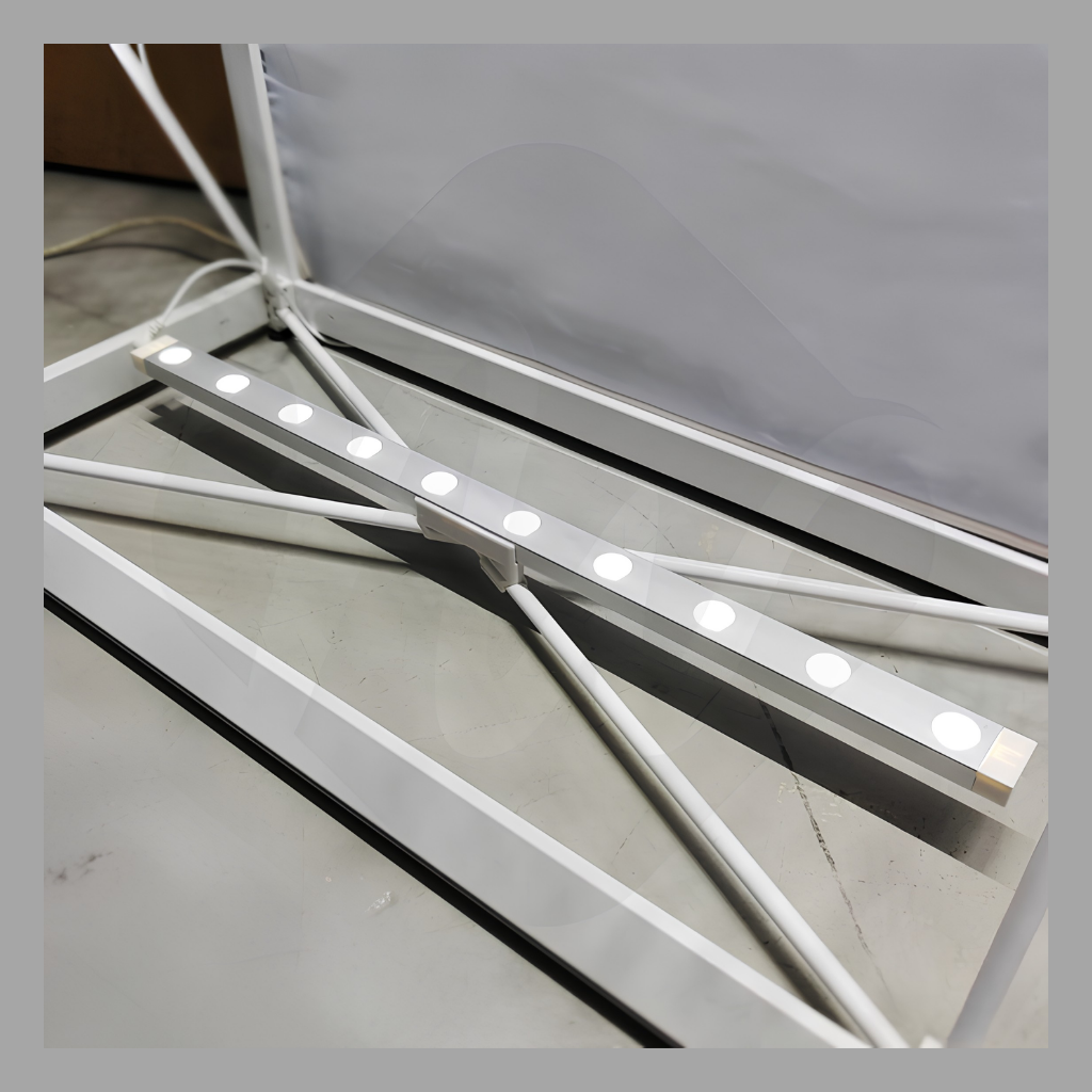 LED light bar fitted inside the SEG backlit pop up frame