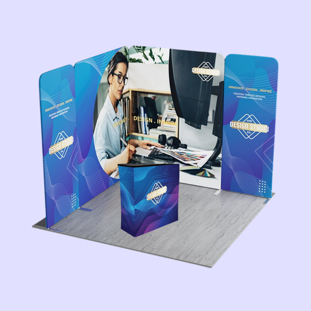3x3 L-Shape Fabric Tube Exhibition Stand – Flex