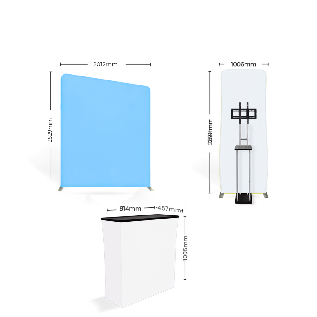 3x3 Curved Fabric Tube Exhibition Stand – S-Curve Vision