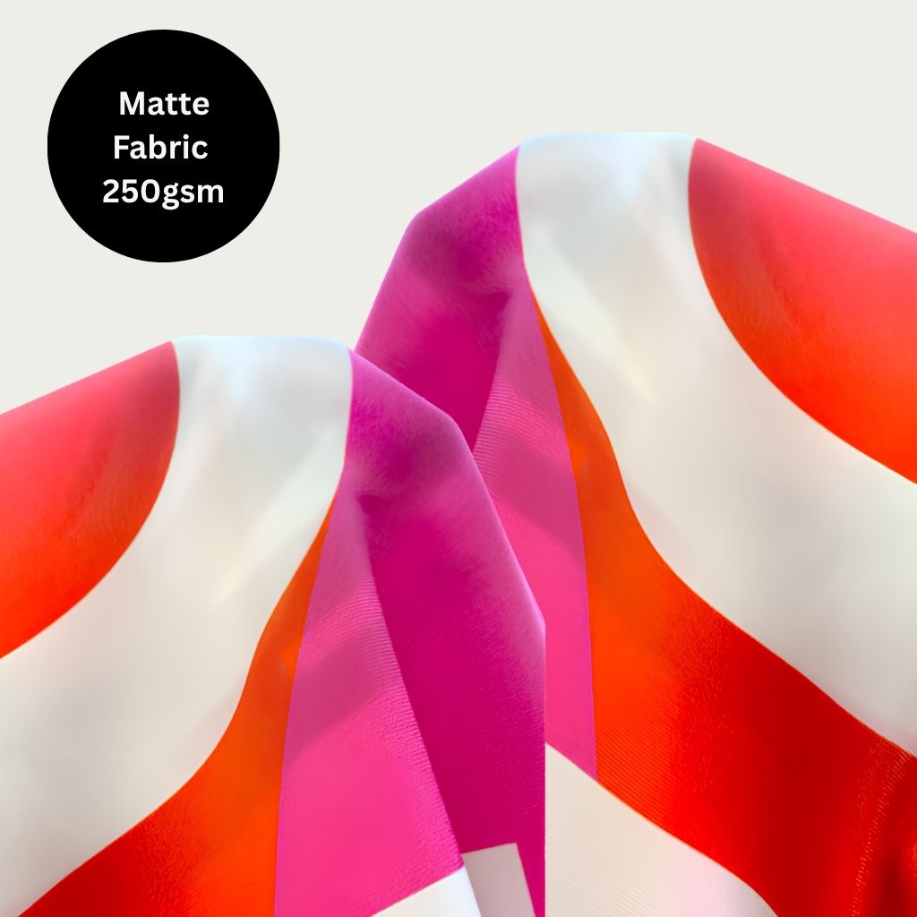 Matte 250gsm fabric banner close-up showing the printed finish