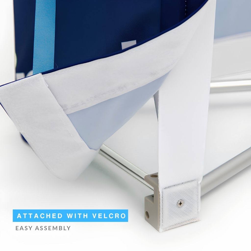 pop up media wall fabric attached with velcro for easy assembly