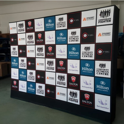 Pop Up Media wall Steps and repeat logo