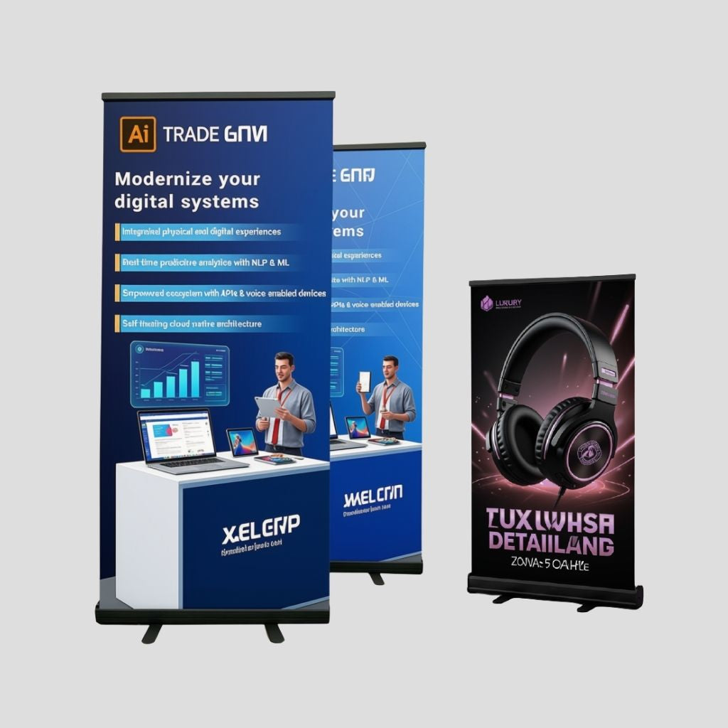 Custom printed pull up banner with black stand