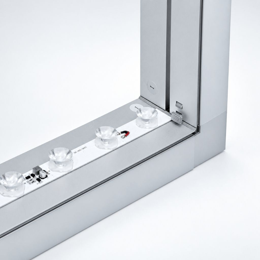 RGB LED light bar inside the lightbox frame edge