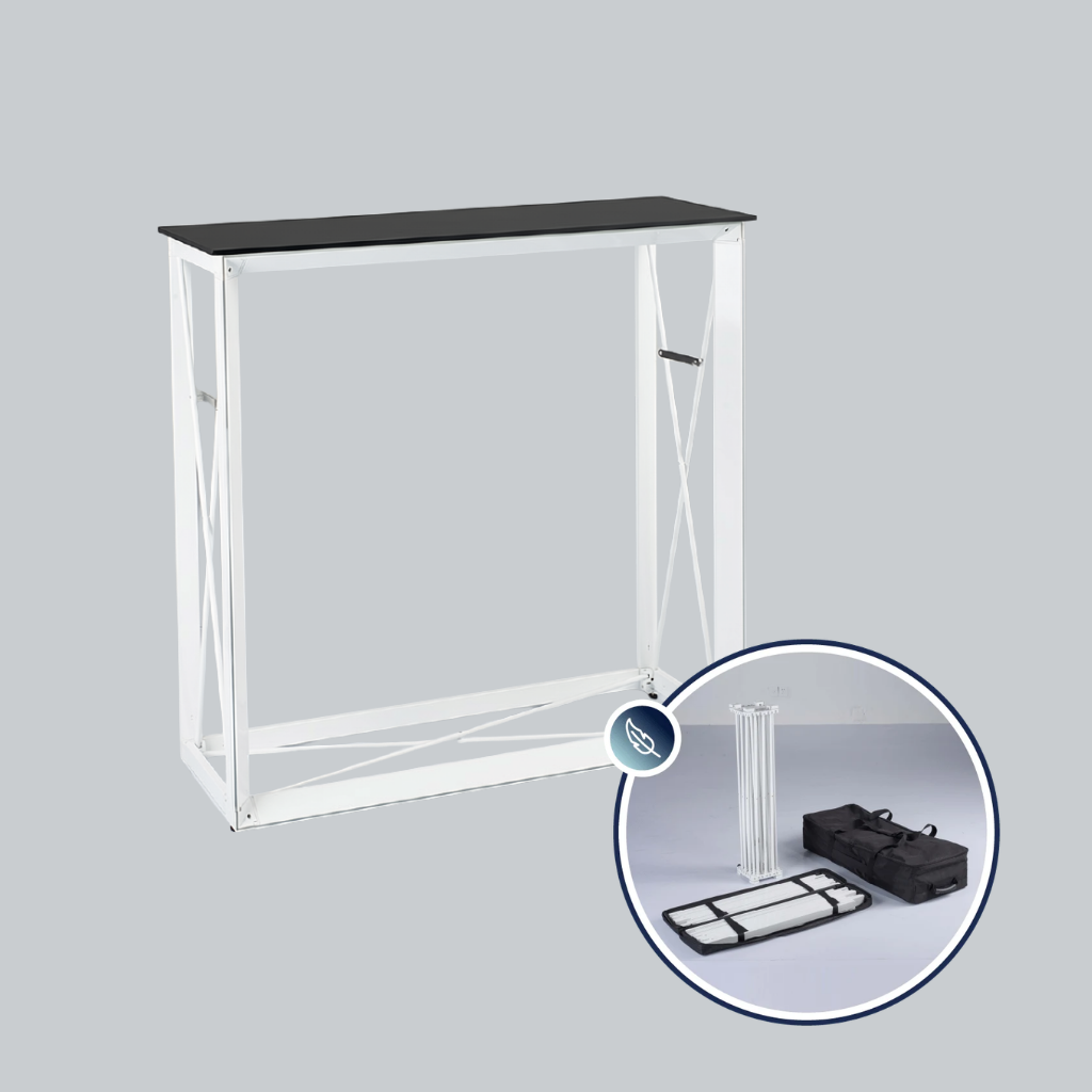 1m width SEG Pop Up Counter aluminium pop-up frame, without graphic fitted