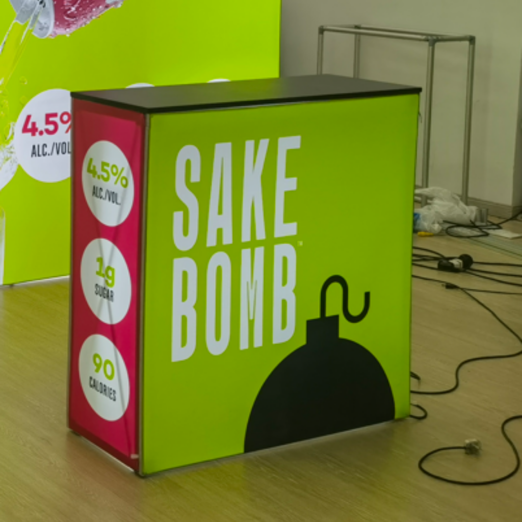 SEG backlit pop up counter Black top
