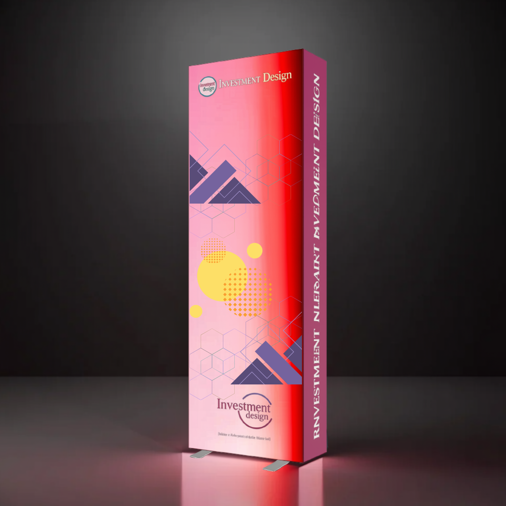 Backlit 3D fabric column display without header, lit from inside with LED lighting