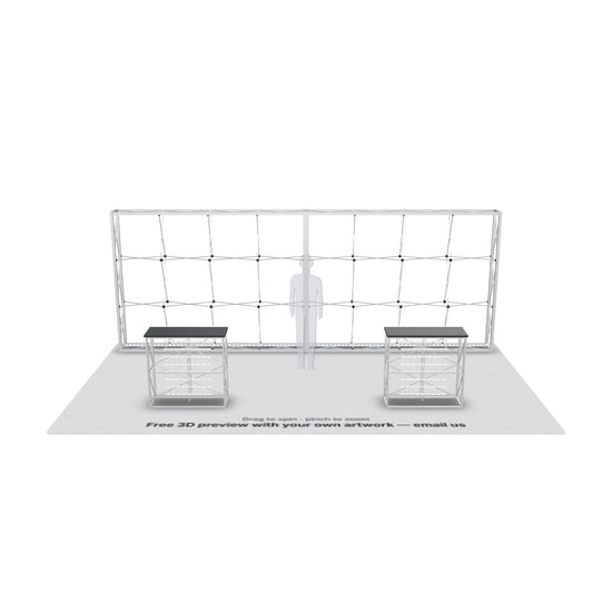 6x3 SEG backlit pop up straight kit bare frame with LED bars and two counter frames — 3D model: drag to spin, pinch to zoom