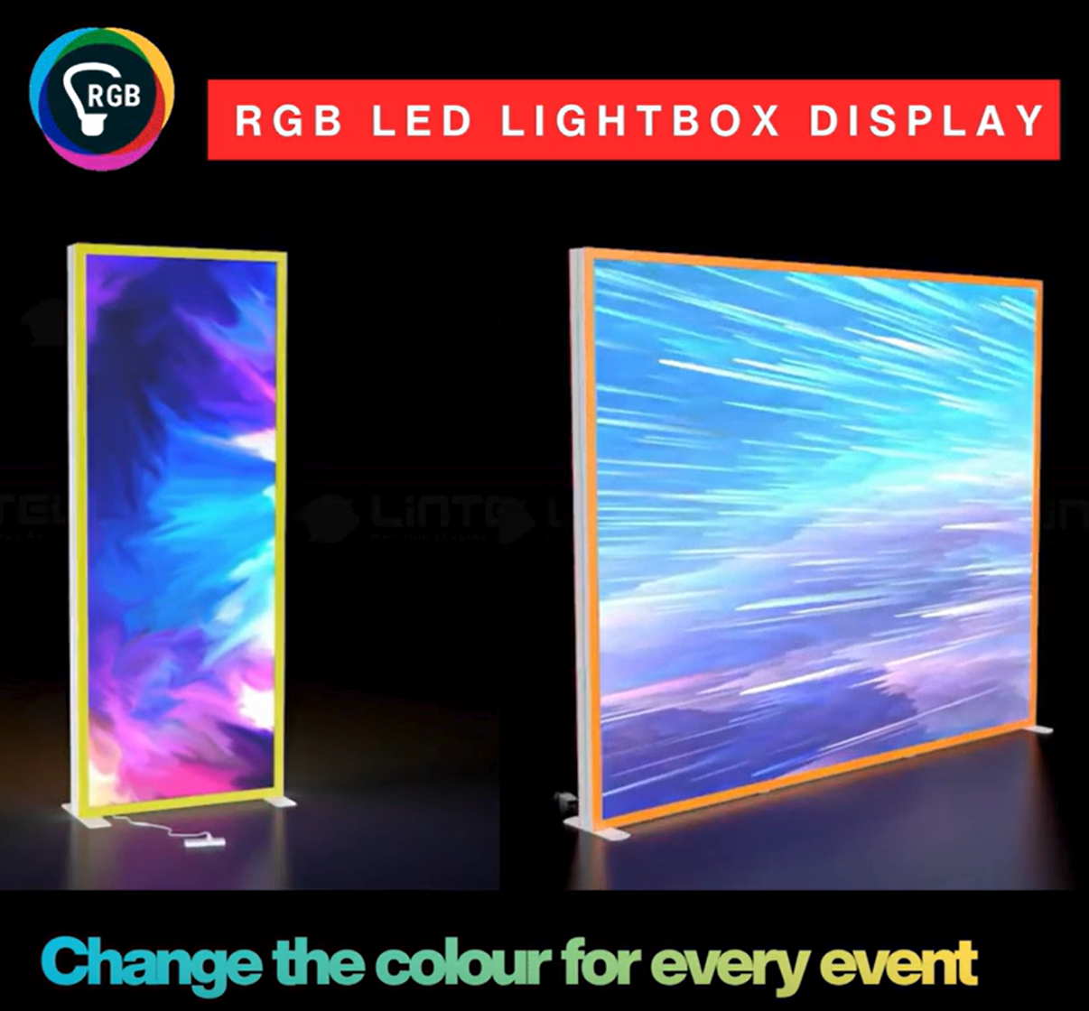 RGB LED Lightbox Display changing edge colour, video