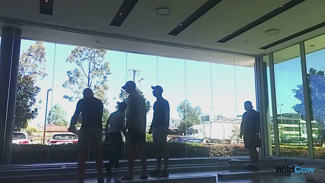 Time-lapse of the Kia head office lightbox installation, from frame assembly to the finished backlit display