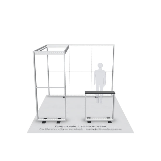 3x3 Sky Arch SEG backlit lightbox frame with LED modules, no fabric — 3D model: drag to spin, pinch to zoom