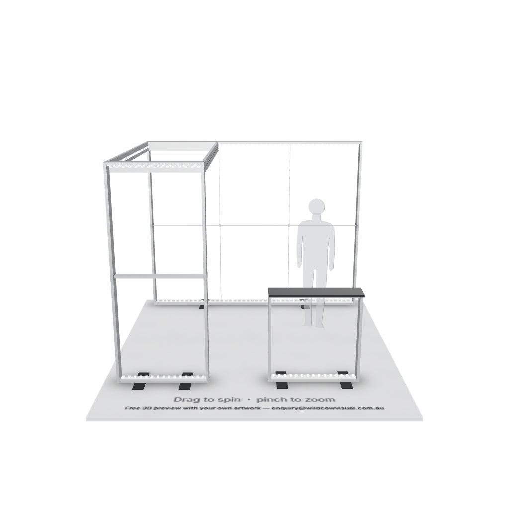 3x3 Sky Arch SEG backlit lightbox frame with LED modules, no fabric — 3D model: drag to spin, pinch to zoom