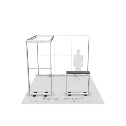 3x3 Sky Arch SEG backlit lightbox frame with LED modules, no fabric — 3D model: drag to spin, pinch to zoom