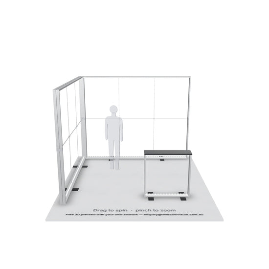 3x3 L-shape SEG backlit lightbox frame with LED modules, no fabric — 3D model: drag to spin, pinch to zoom