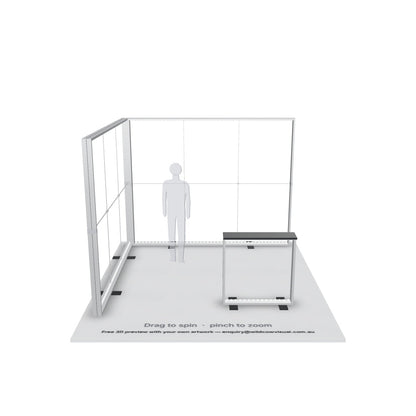 3x3 L-shape SEG backlit lightbox frame with LED modules, no fabric — 3D model: drag to spin, pinch to zoom