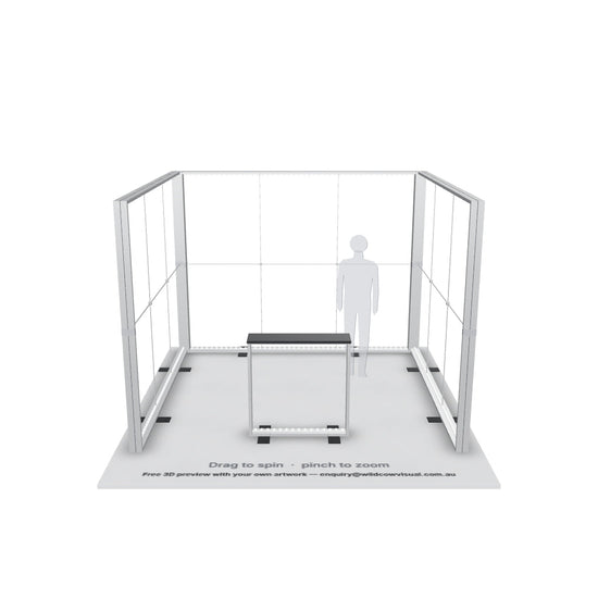 3x3 U-shape SEG backlit lightbox frame with LED modules, no fabric — 3D model: drag to spin, pinch to zoom