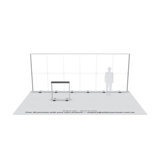 6m SEG backlit lightbox frame with LED modules, no fabric — 3D model: drag to spin, pinch to zoom
