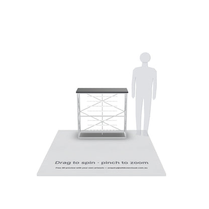1m SEG backlit pop up counter frame with LED lighting, no fabric — 3D model: drag to spin, pinch to zoom